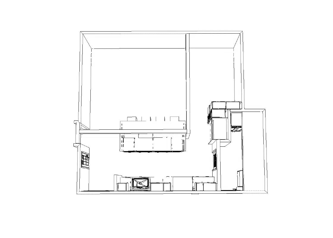 Minnick Kitchen final plan showing open kitchen with island and improved flow
